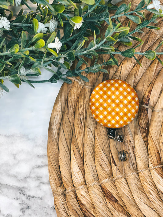 Orange Plaid - Badge Reel