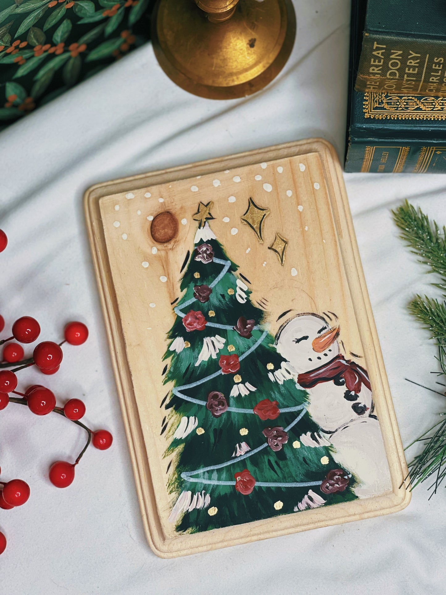 Snowman & Tree - Handpainted Plaque (PRE-ORDER)