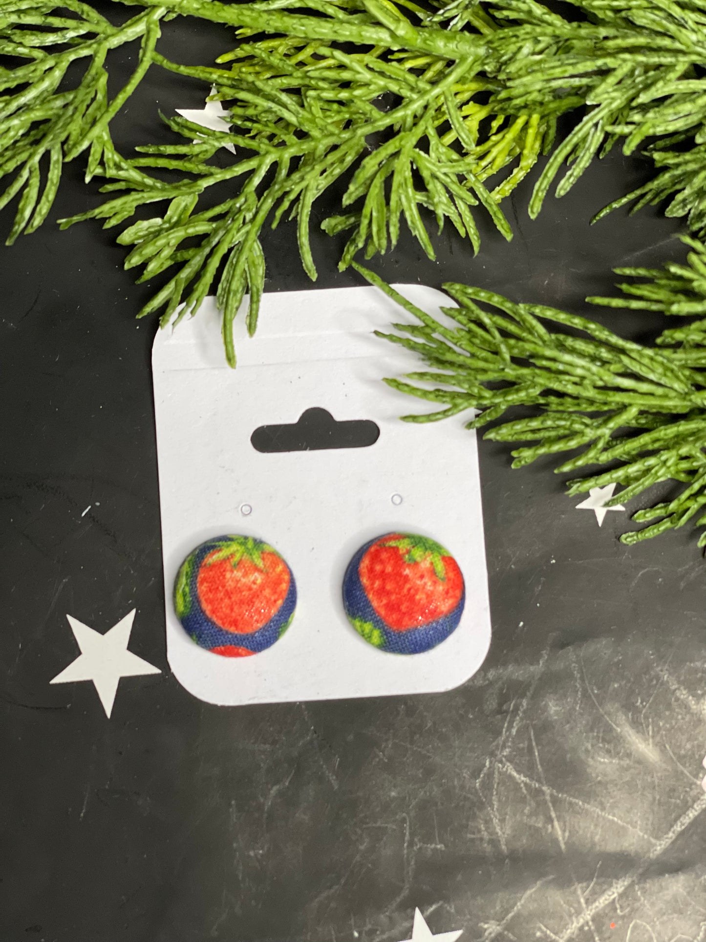 Strawberry Dreams - Spring Button Earrings