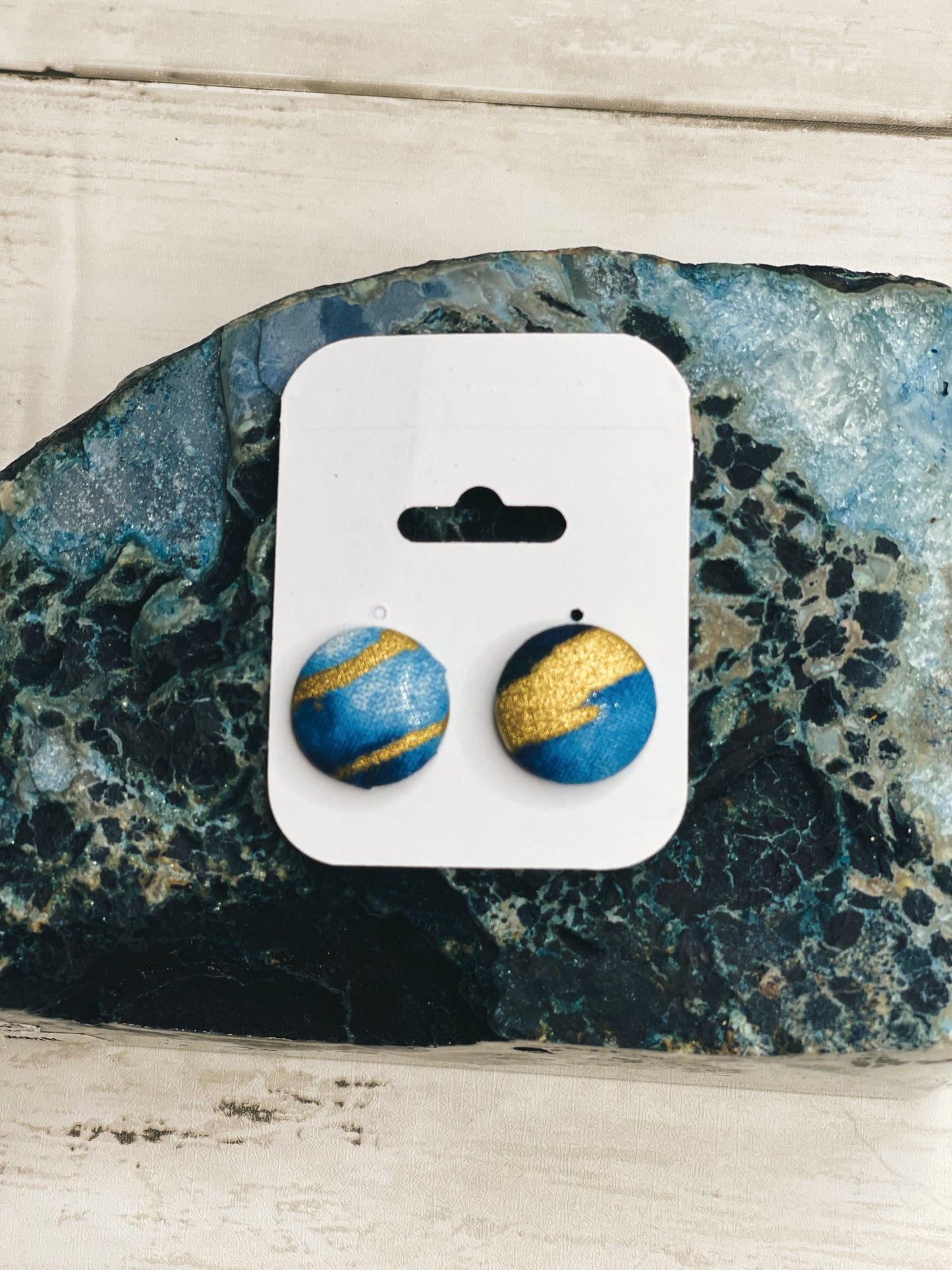 Blue Wave - Button Earrings