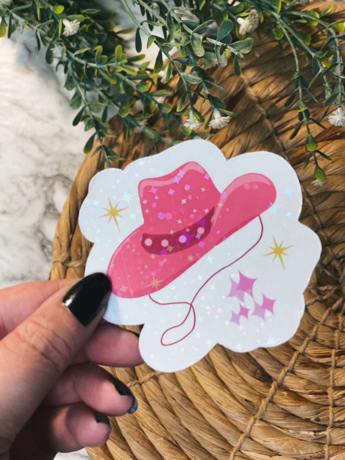 Pink Cowgirl Hat - Holo-Sticker