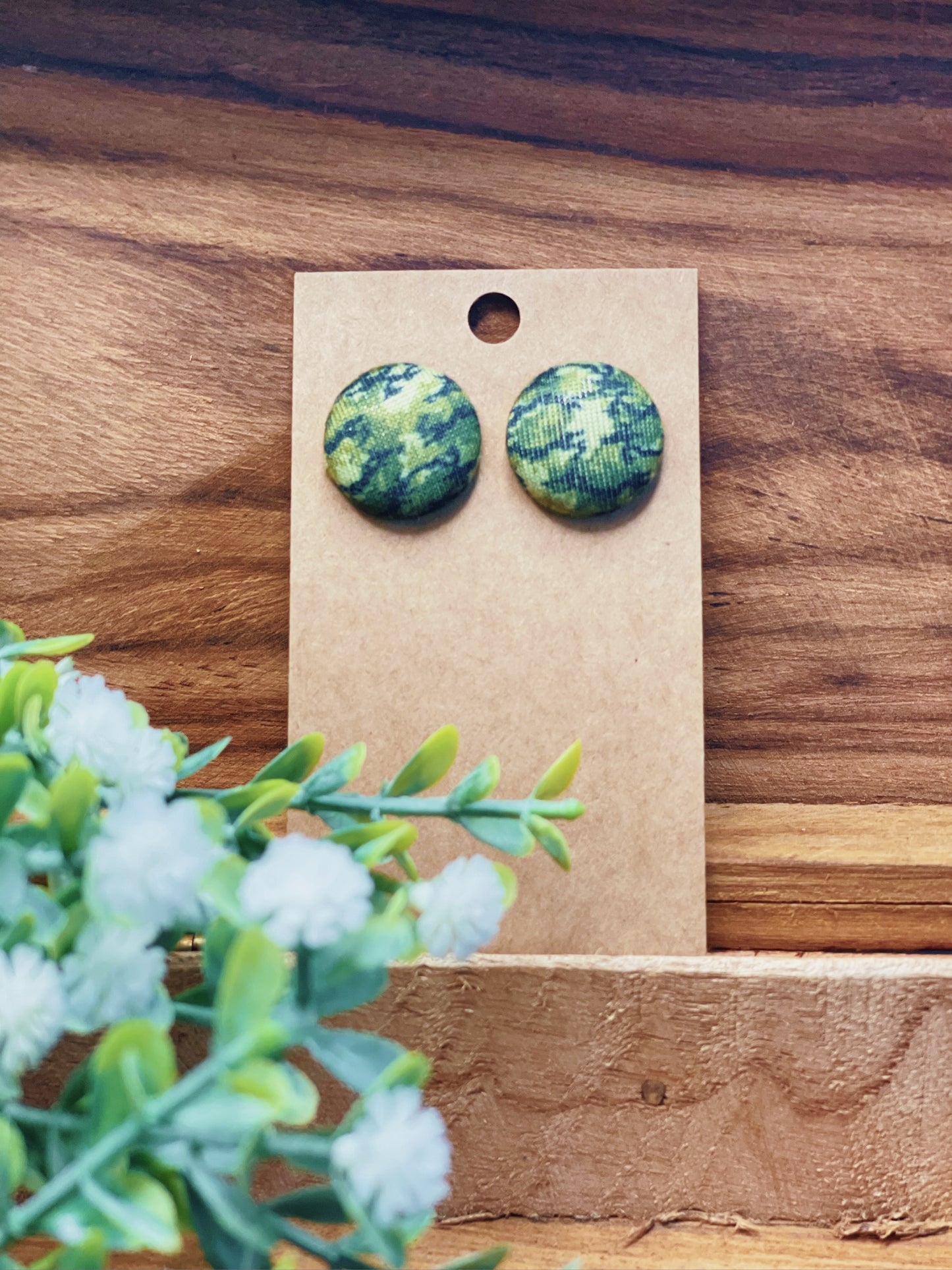 Camo - Button Earrings