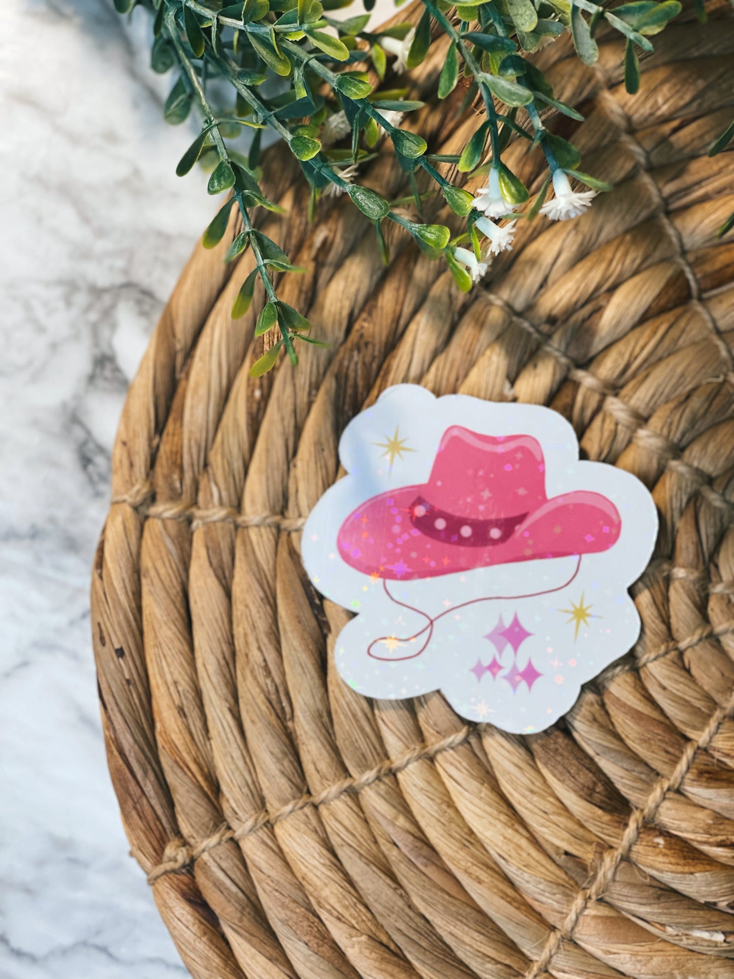 Pink Cowgirl Hat - Holo-Sticker