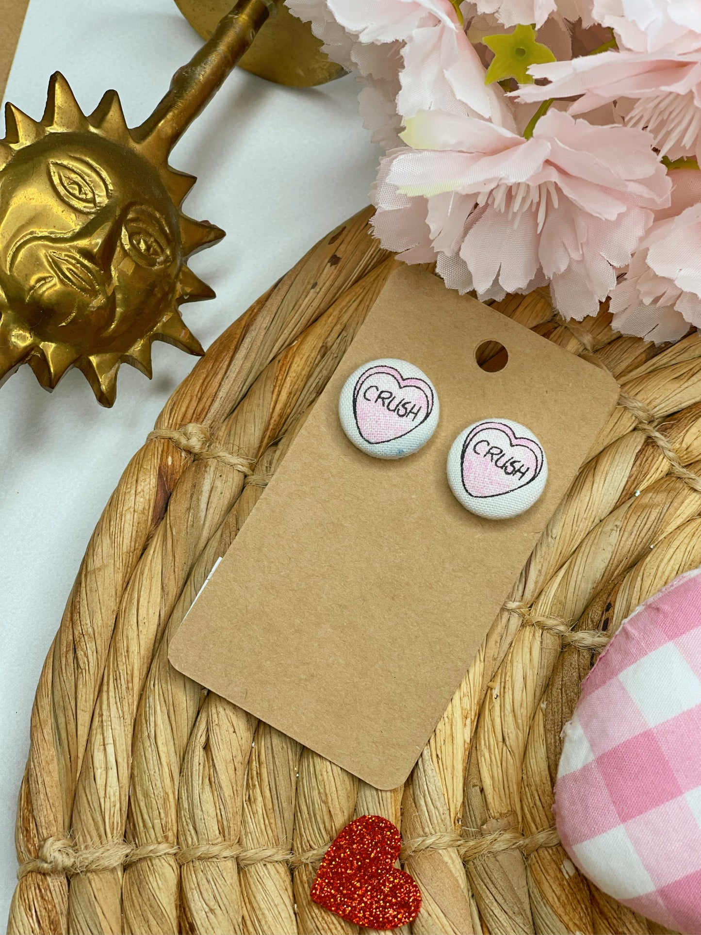 Crush Candy Heart - Button Earrings