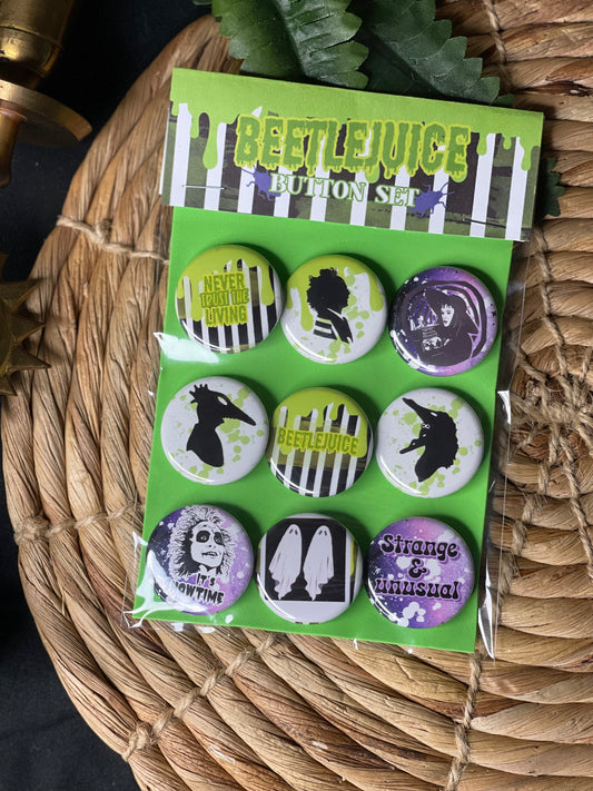 BeetleJuice - Button Set of 9