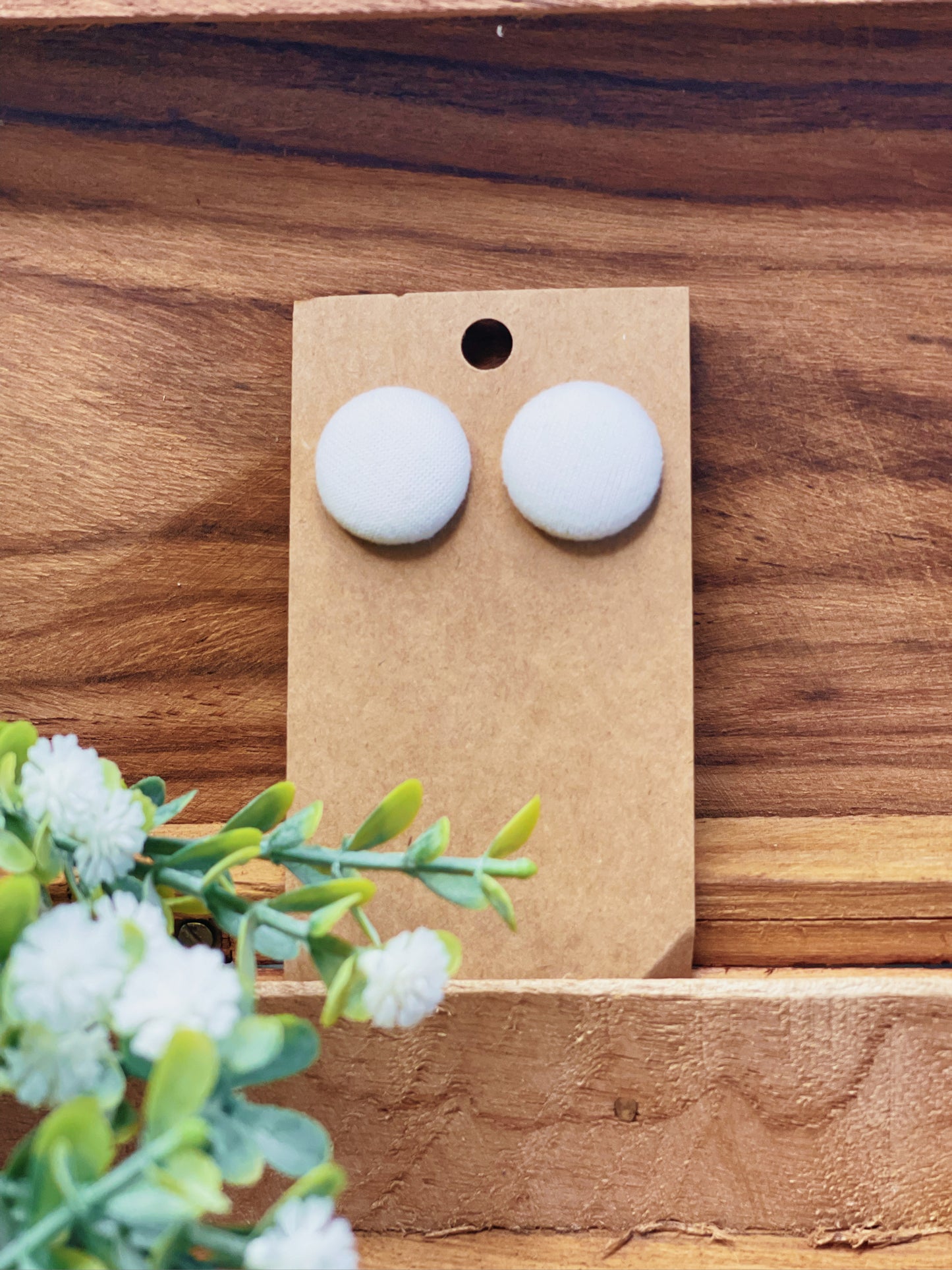 Soft White - Button Earrings