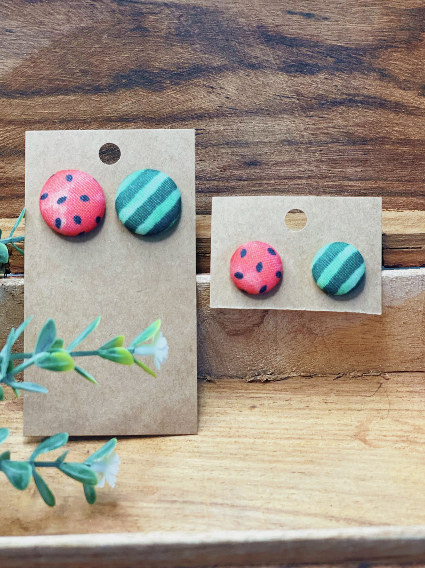 Watermelon - Button Earrings