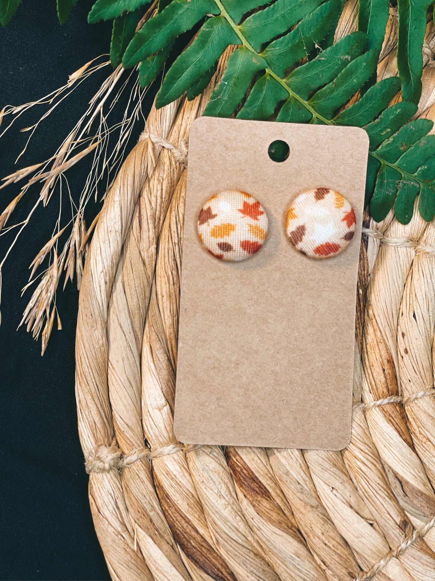 Fall Leaf - Button Earrings