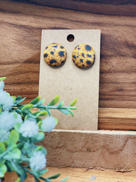 Sunflower - Button Earrings