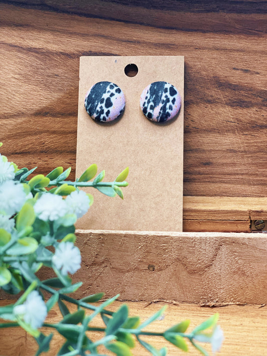 Pink Snake - Button Earrings