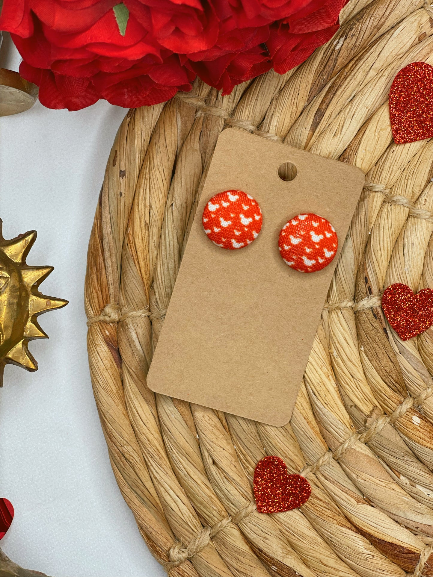 Mouse Head and Heart - Button Earrings