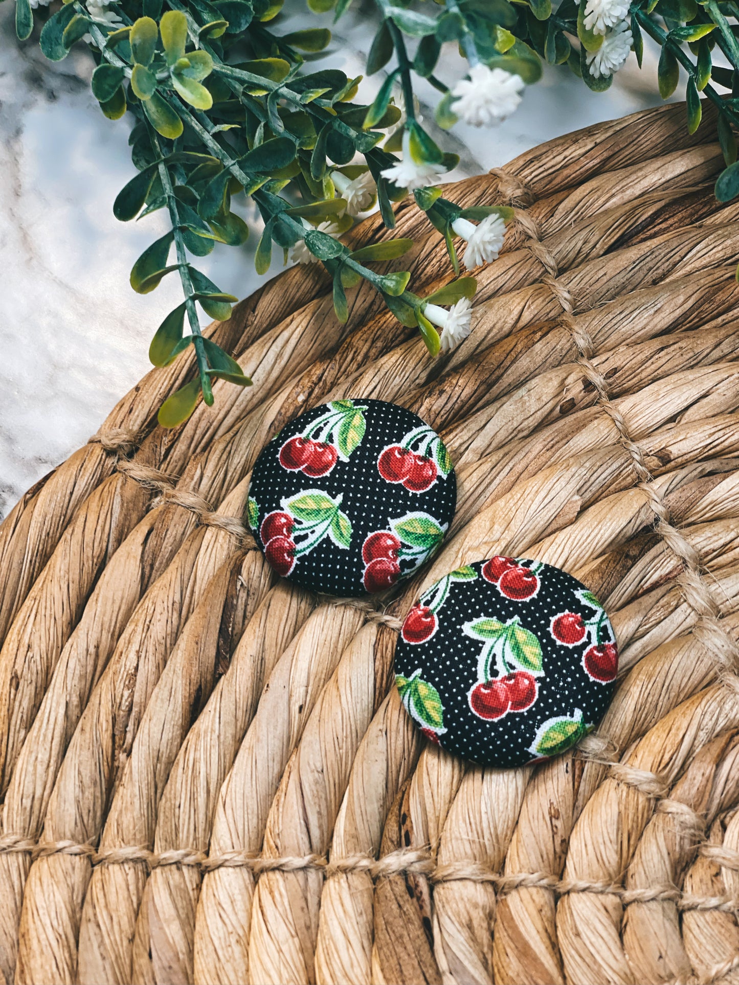 Cherry Bomb - XL Button Earrings