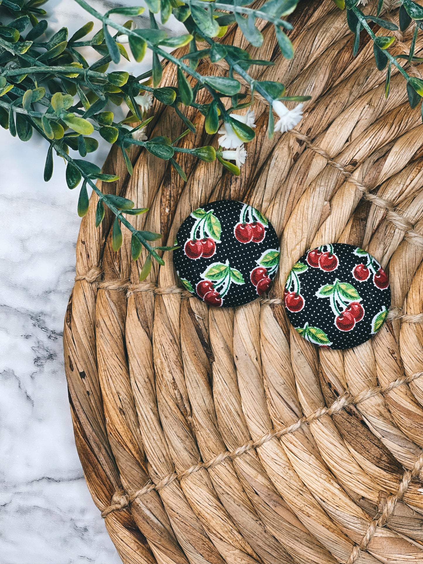 Cherry Bomb - XL Button Earrings