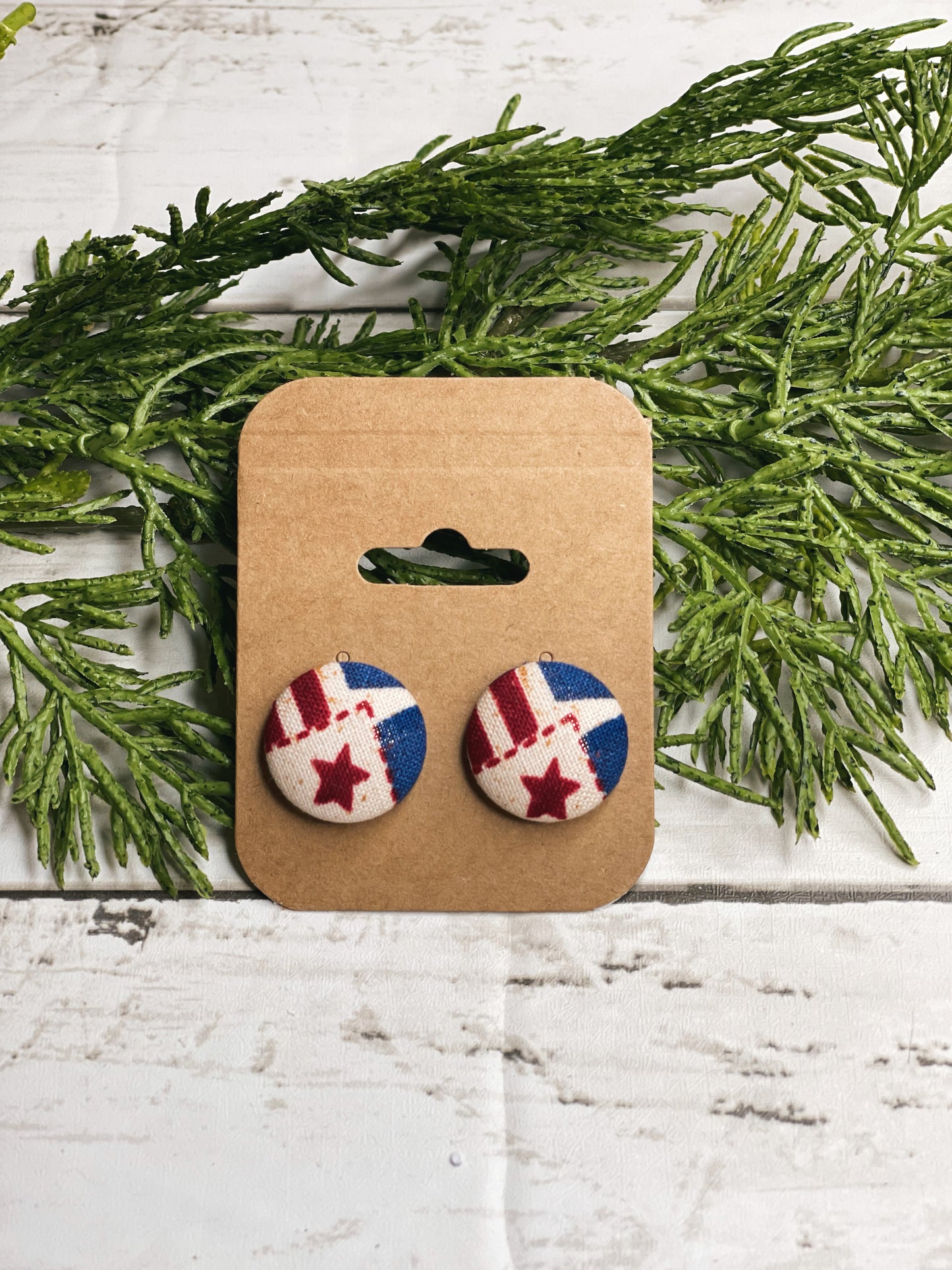 4th of July - Button Earrings