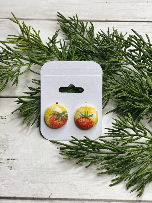 Strawberry Dreams - Spring Button Earrings