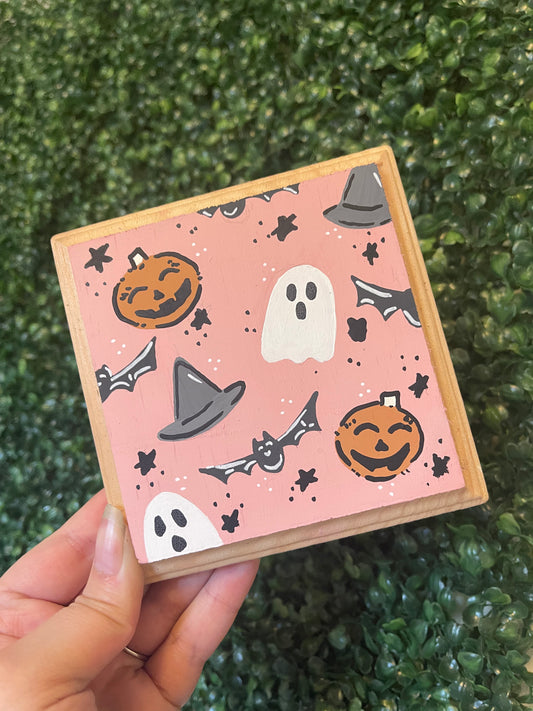 Pastel Halloween Doodles - Handpainted Plaque (PRE-ORDER)