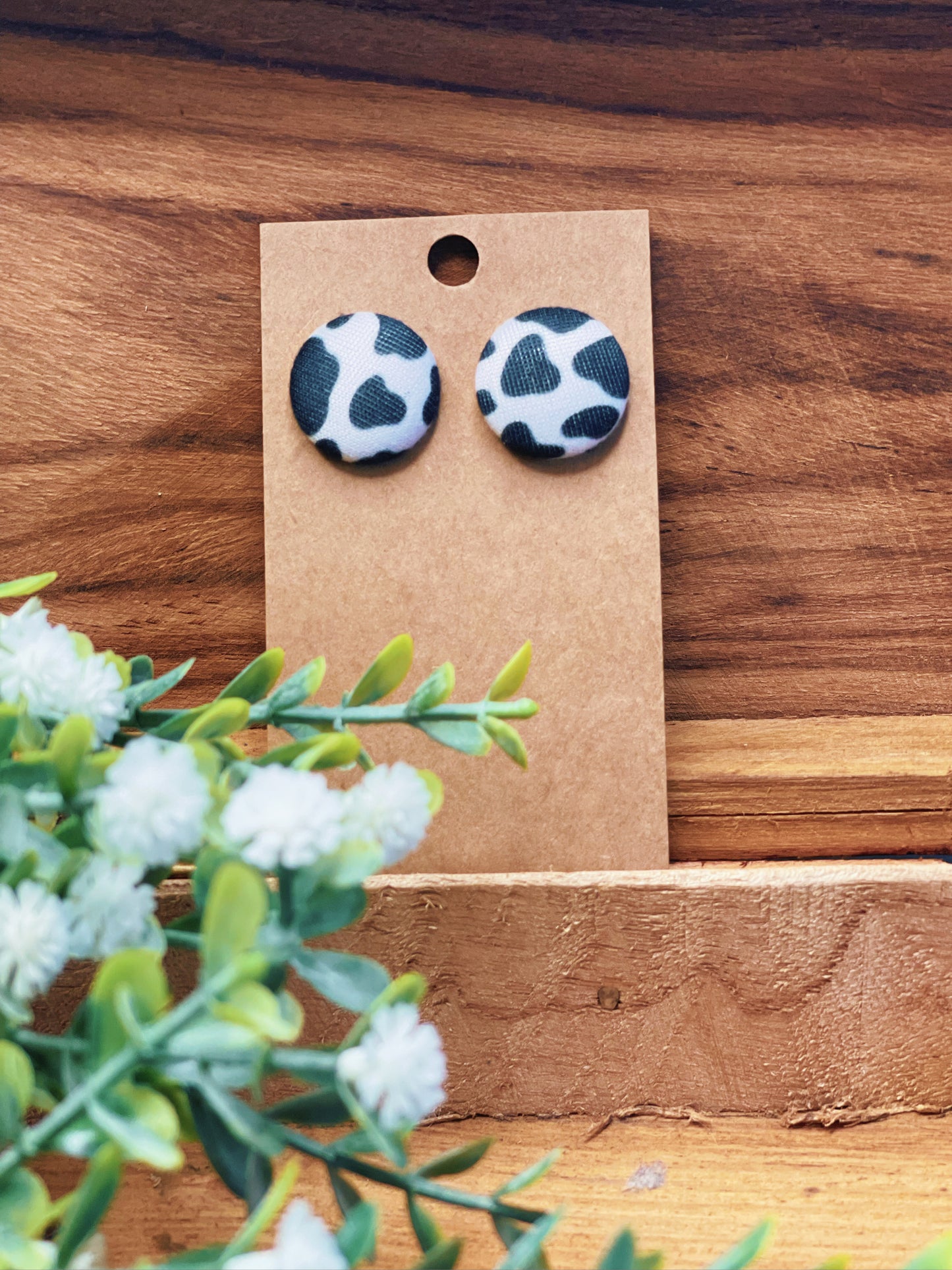 Cow - Button Earrings