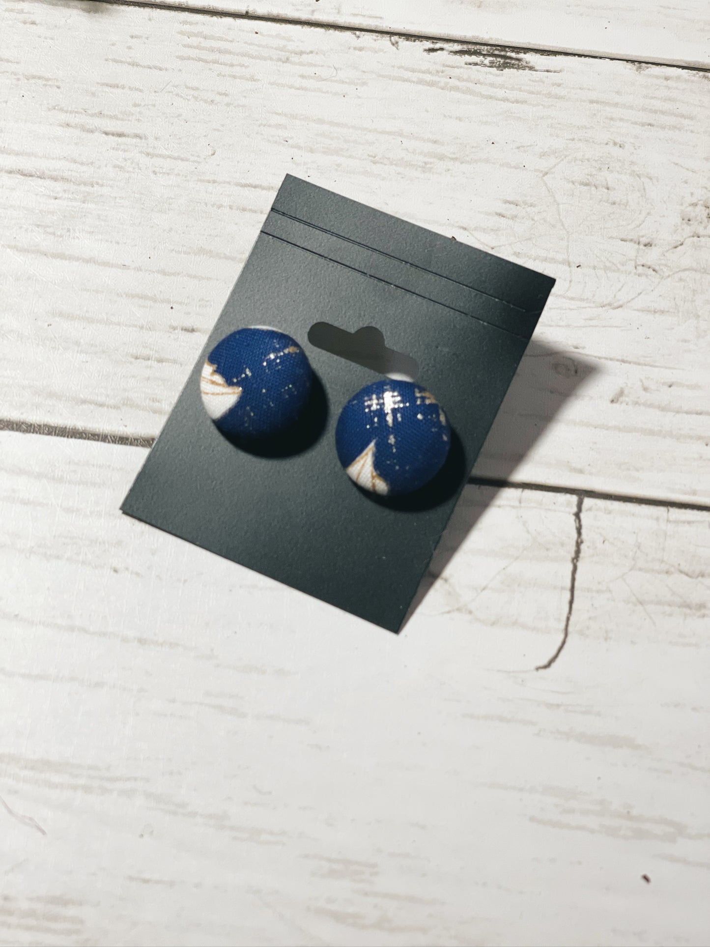 Navy & Gold - Button Earrings