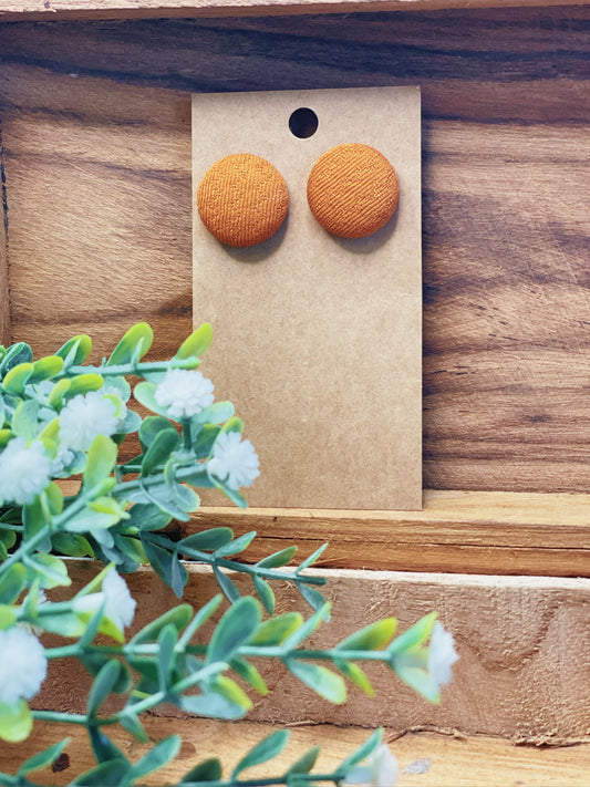 Burnt Orange - Button Earrings