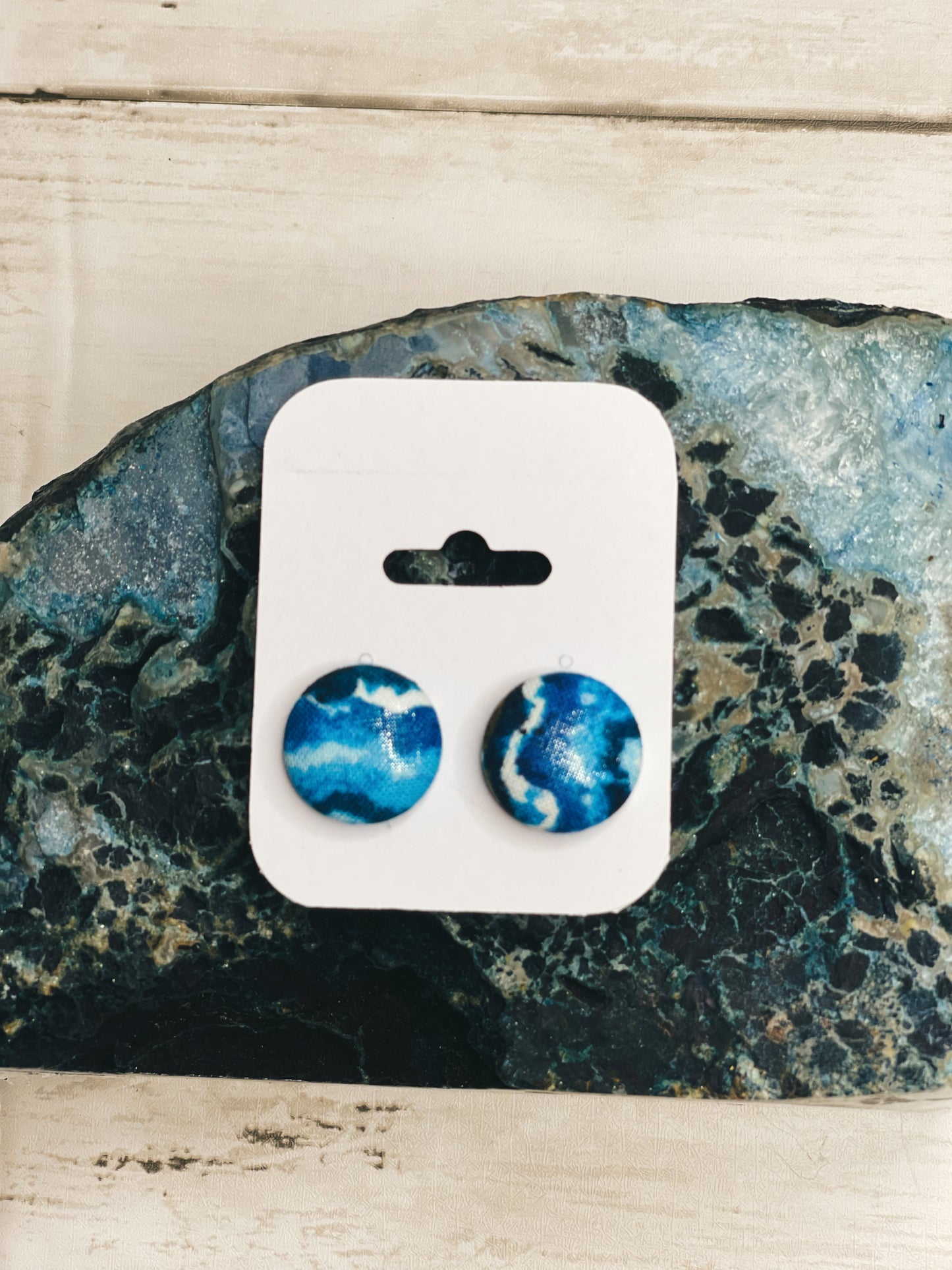 Blue Wave - Button Earrings