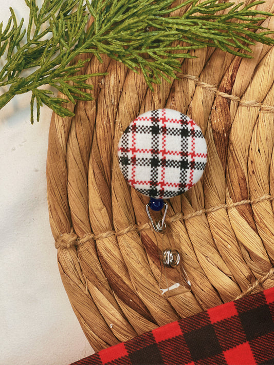 White and Red Plaid - Badge Reel