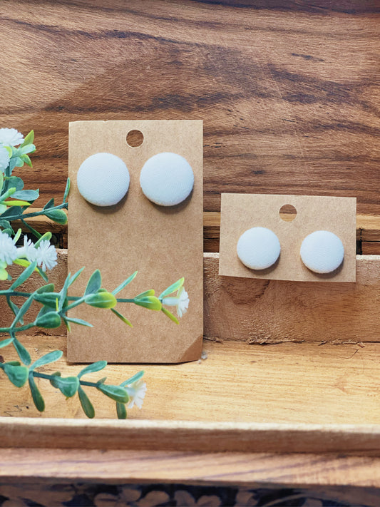 Soft White - Button Earrings