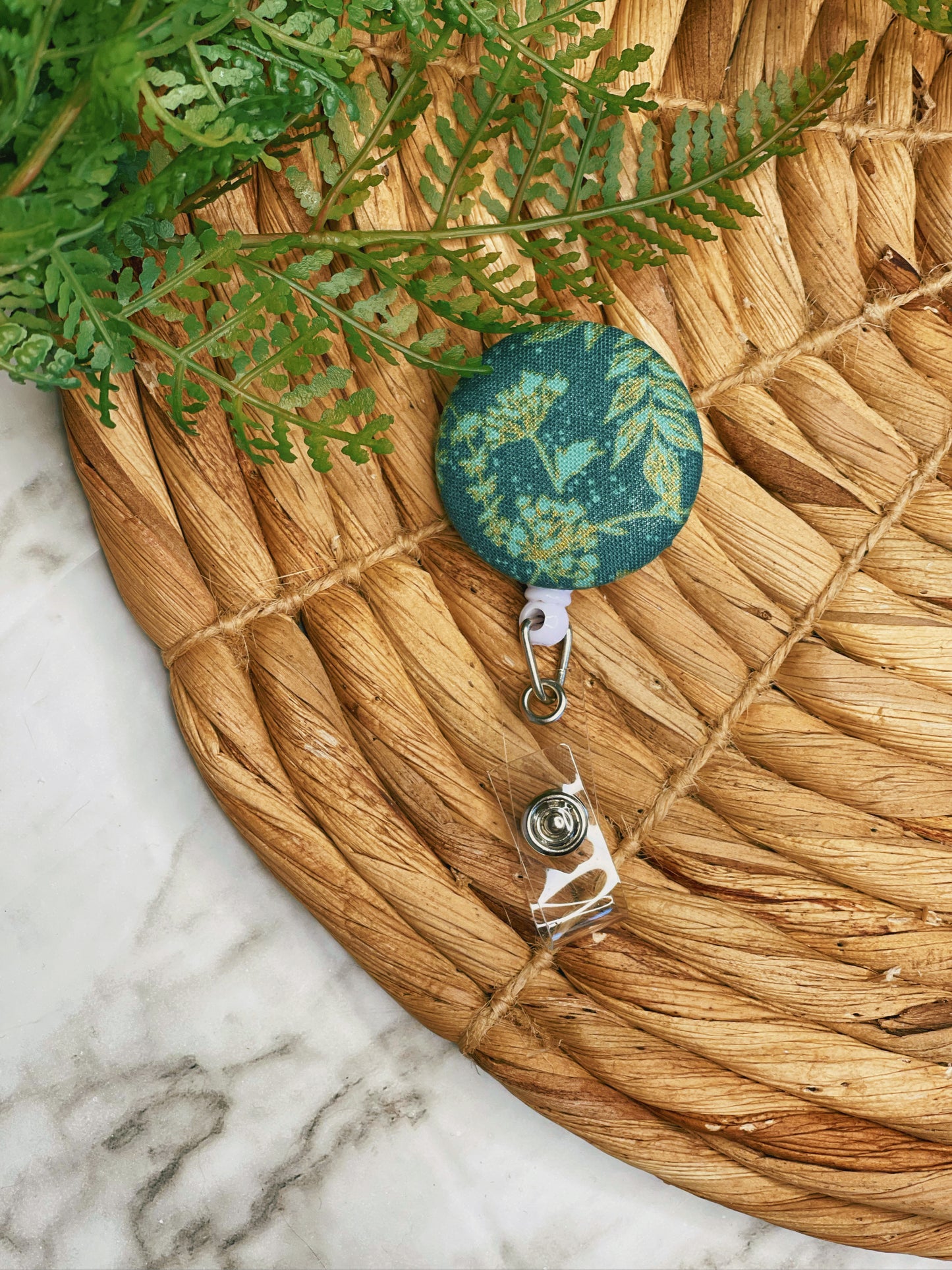 Green Floral - Badge Reel