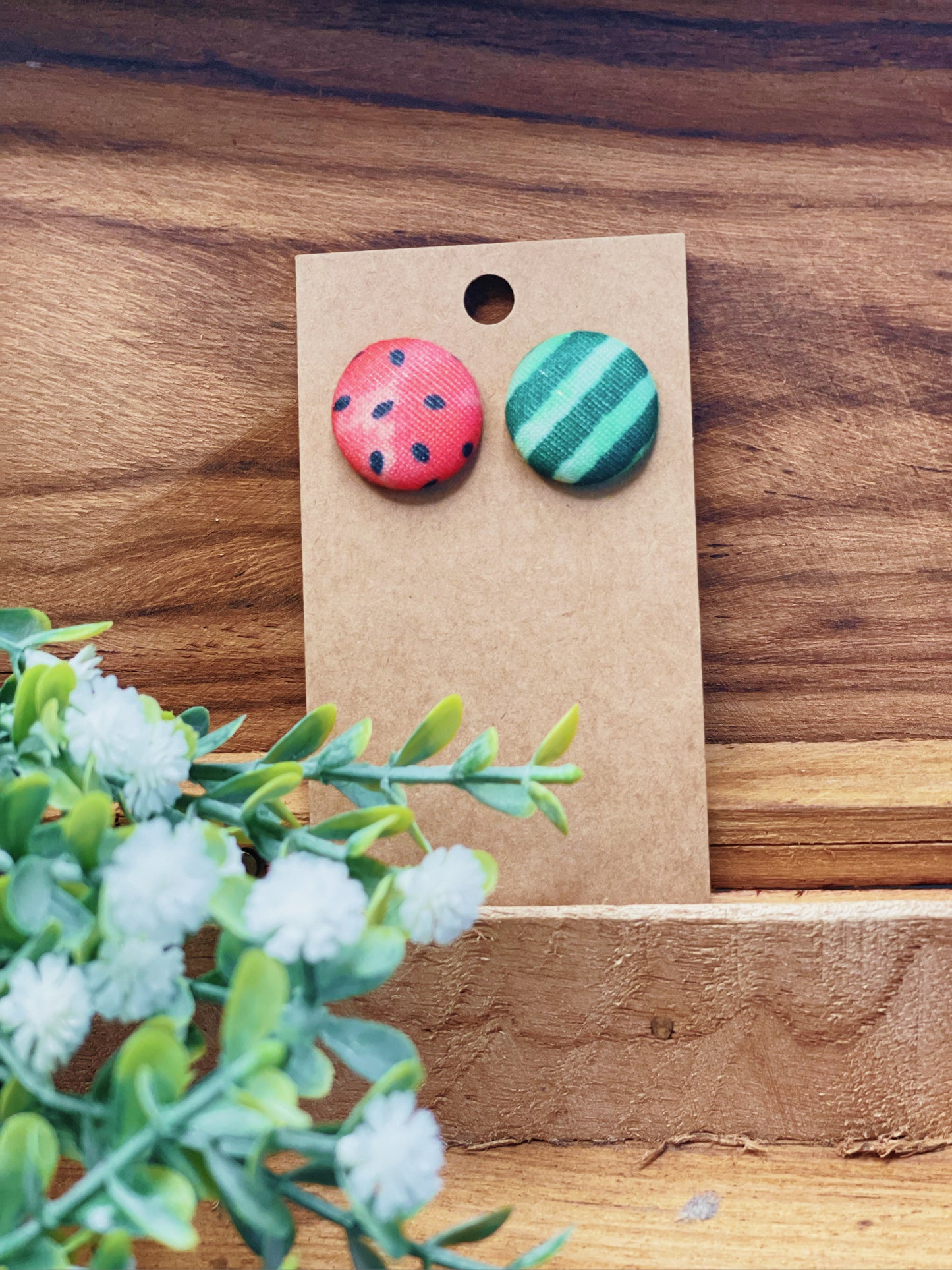 Watermelon - Button Earrings