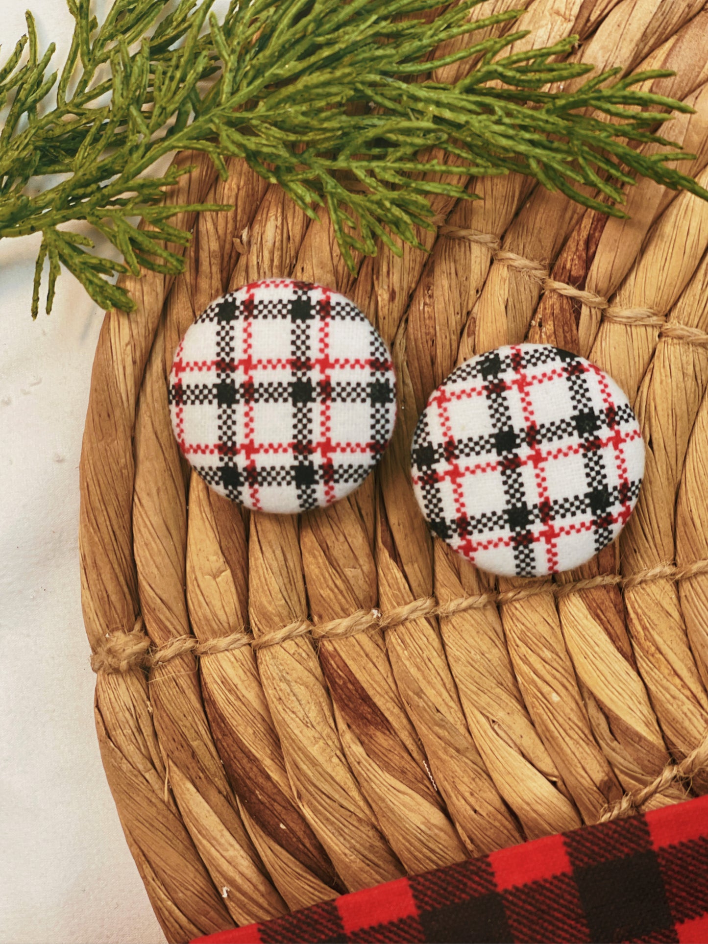 White Red & Black - Jumbo Button Earrings