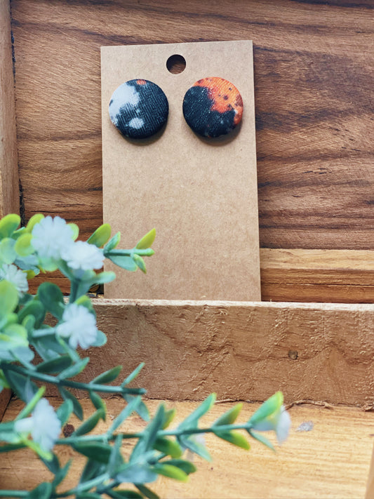 Orange Splatter - Button Earrings