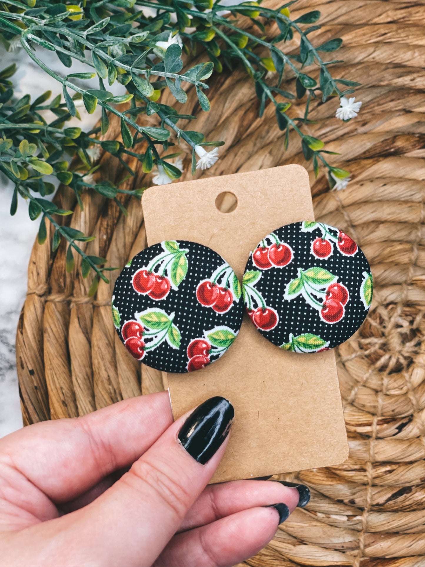 Cherry Bomb - XL Button Earrings