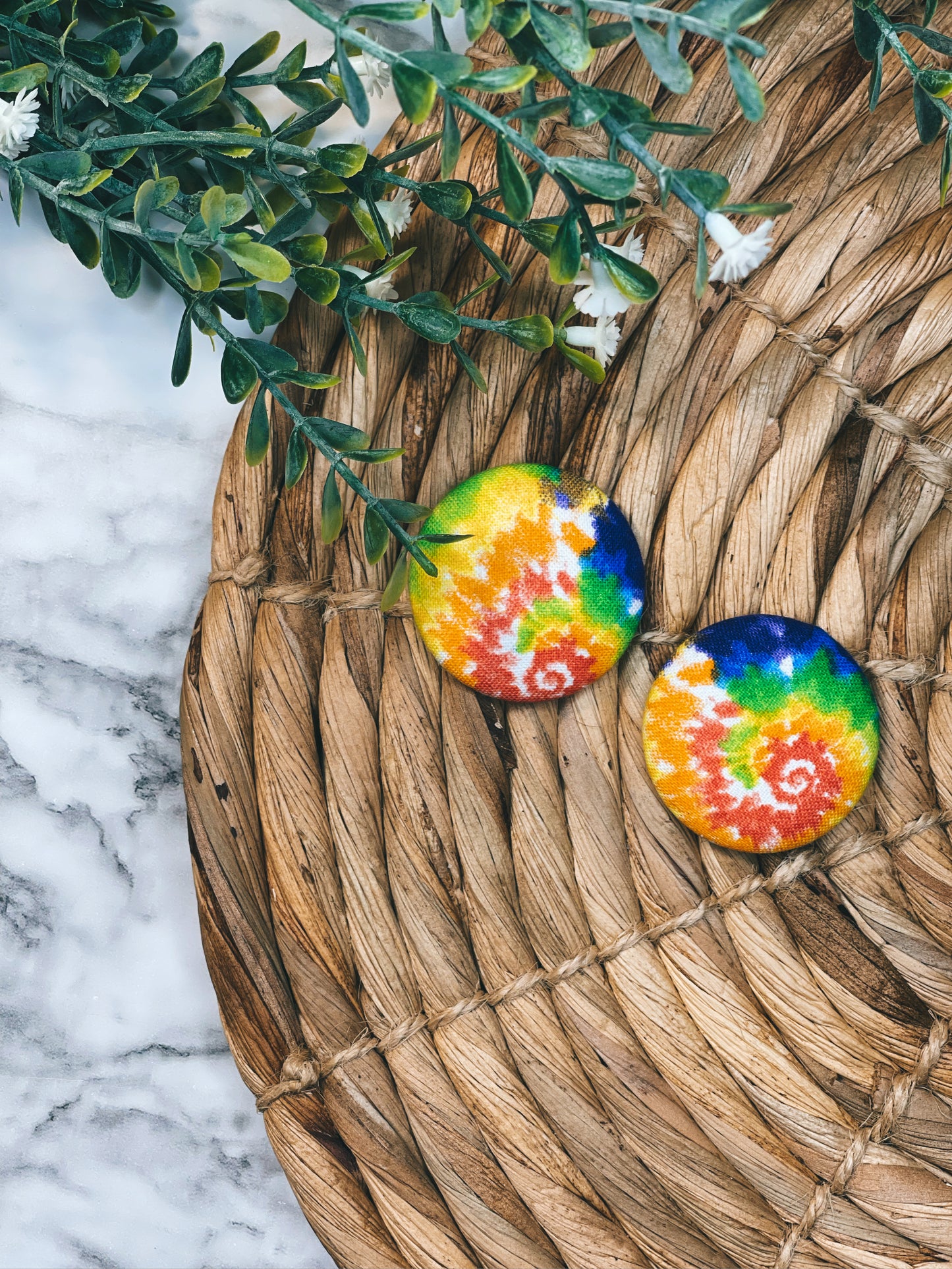 Tie Dye - XL Button Earrings