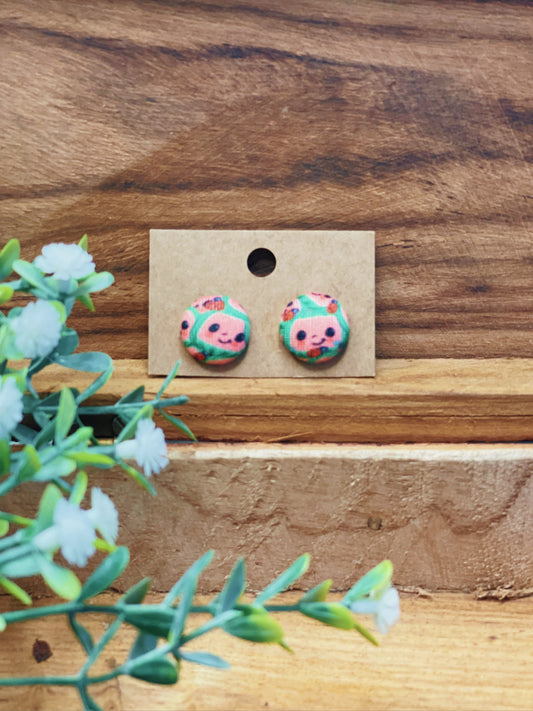 Rainbow Melon - Button Earrings