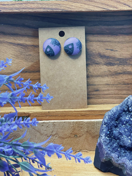 Purple Ouija - Button Earrings
