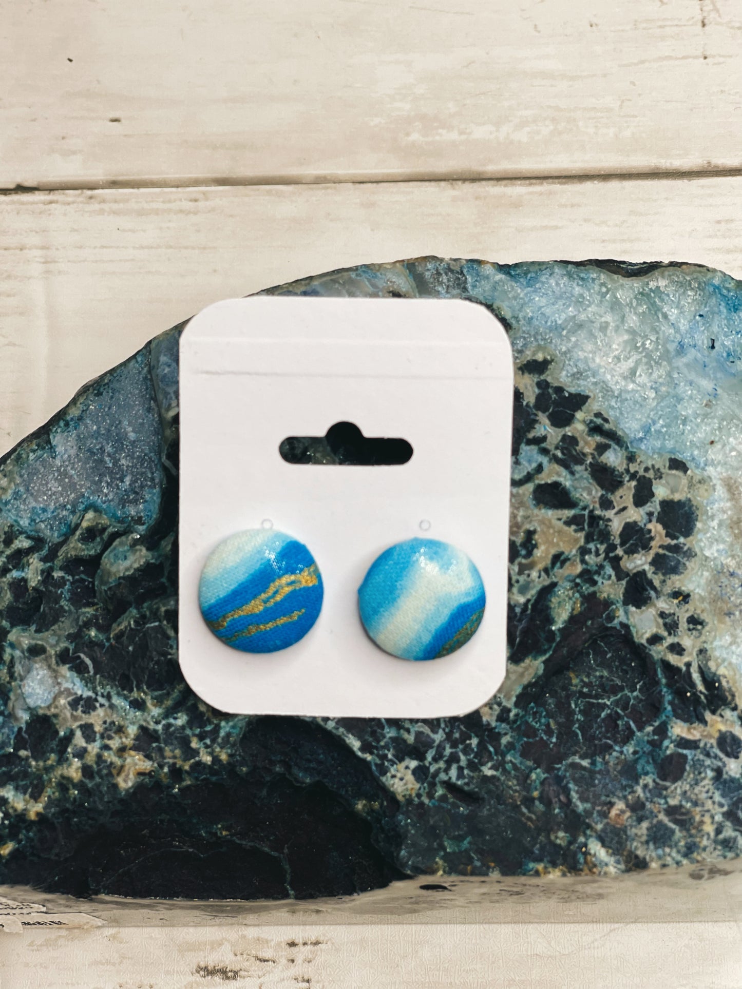 Blue Wave - Button Earrings